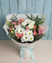 Букет цветов из:  Розы, Лизиантусы и Хризантемы #REPLACE_PRED# Никольское Ленинградская область