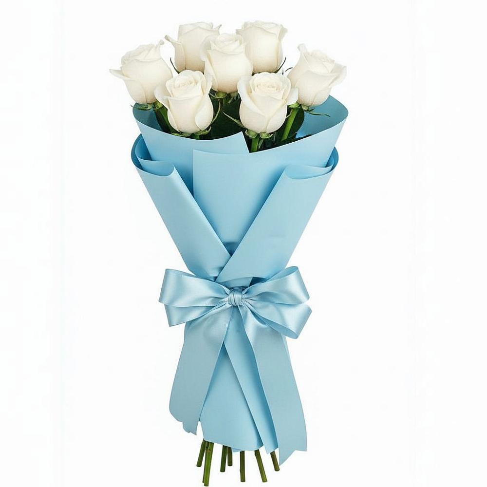Букет 7 белых роз Проуд в Никольское Ленинградская область