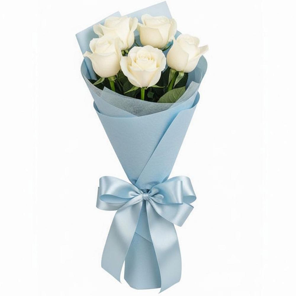 Букет 5 Белых роз Проуд в Никольское Ленинградская область