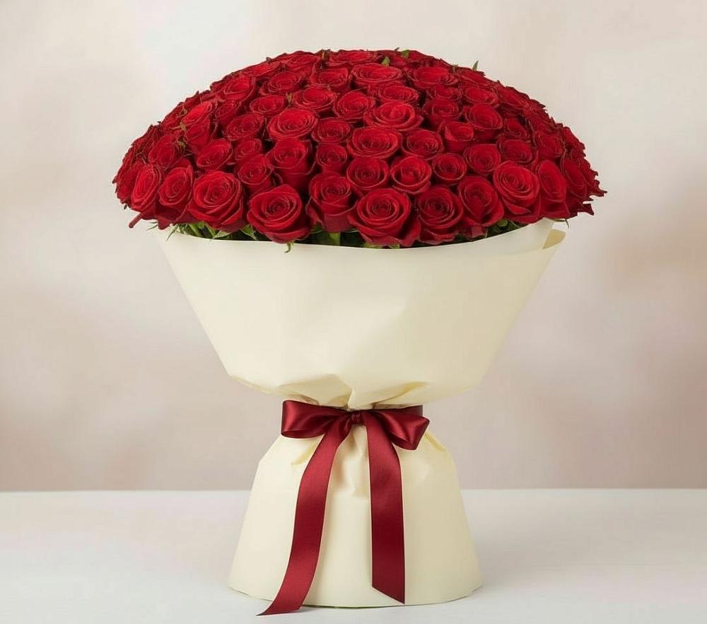 Букет 101 Красная роза Милано в Никольское Ленинградская область
