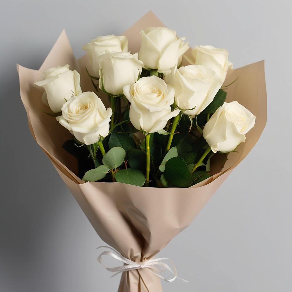 Букет 9 Белых роз Эдлесс Лав в Никольское Ленинградская область