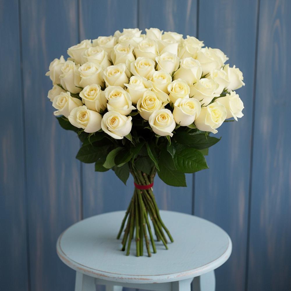 Букет 51 Белая роза Эдлесс Лав в Никольское Ленинградская область