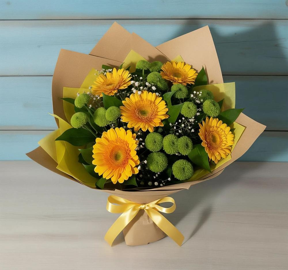 Букет цветов из: Герберы и Хризантемы в Никольское Ленинградская область