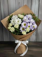 Букет цветов из:  Хризантемы и Розы в Никольское Ленинградская область
