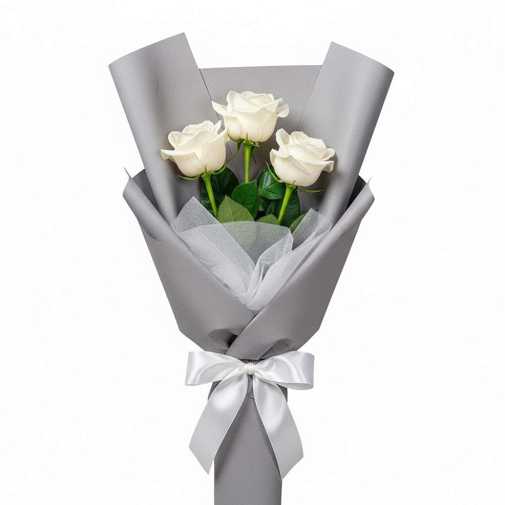 Букет 3 белые розы в Никольское Ленинградская область