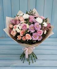 Букет цветов из:  Хризантемы, Розы и Альстромерии #REPLACE_PRED# Никольское Ленинградская область