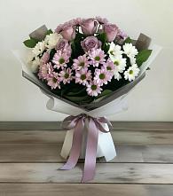 Букет цветов из:  Хризантемы и Розы в Никольское Ленинградская область
