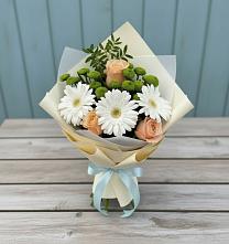 Букет цветов из:  Герберы, Розы и Хризантемы в Никольское Ленинградская область