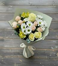 Букет цветов из:  Альстромерии, Розы и Хризантемы в Никольское Ленинградская область