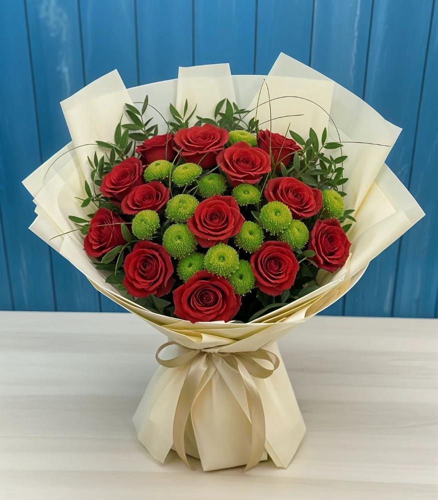 Букет цветов из: Розы и Хризантемы в Никольское Ленинградская область