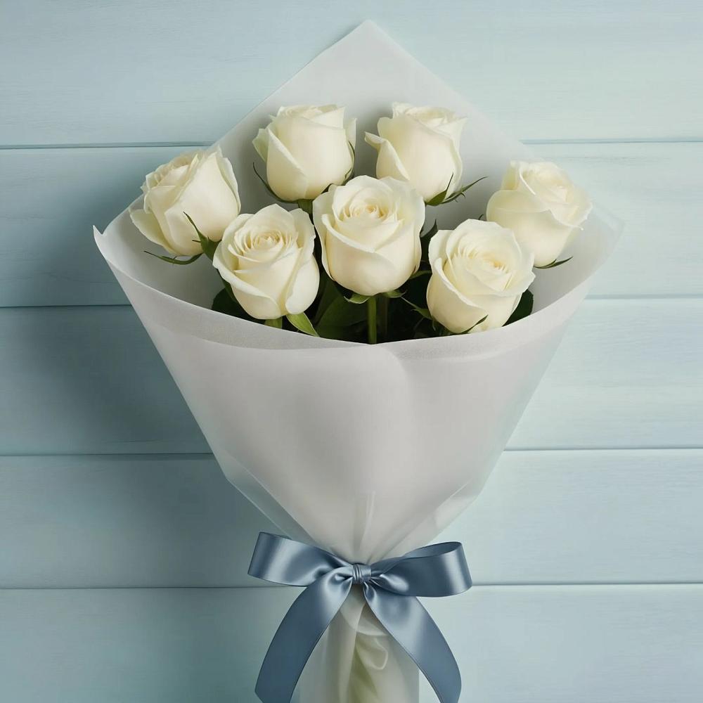 Букет 7 Белых роз Эдлесс Лав в Никольское Ленинградская область